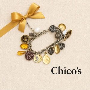 Chico’s Mixed Metal Charm Stretch Bracelet